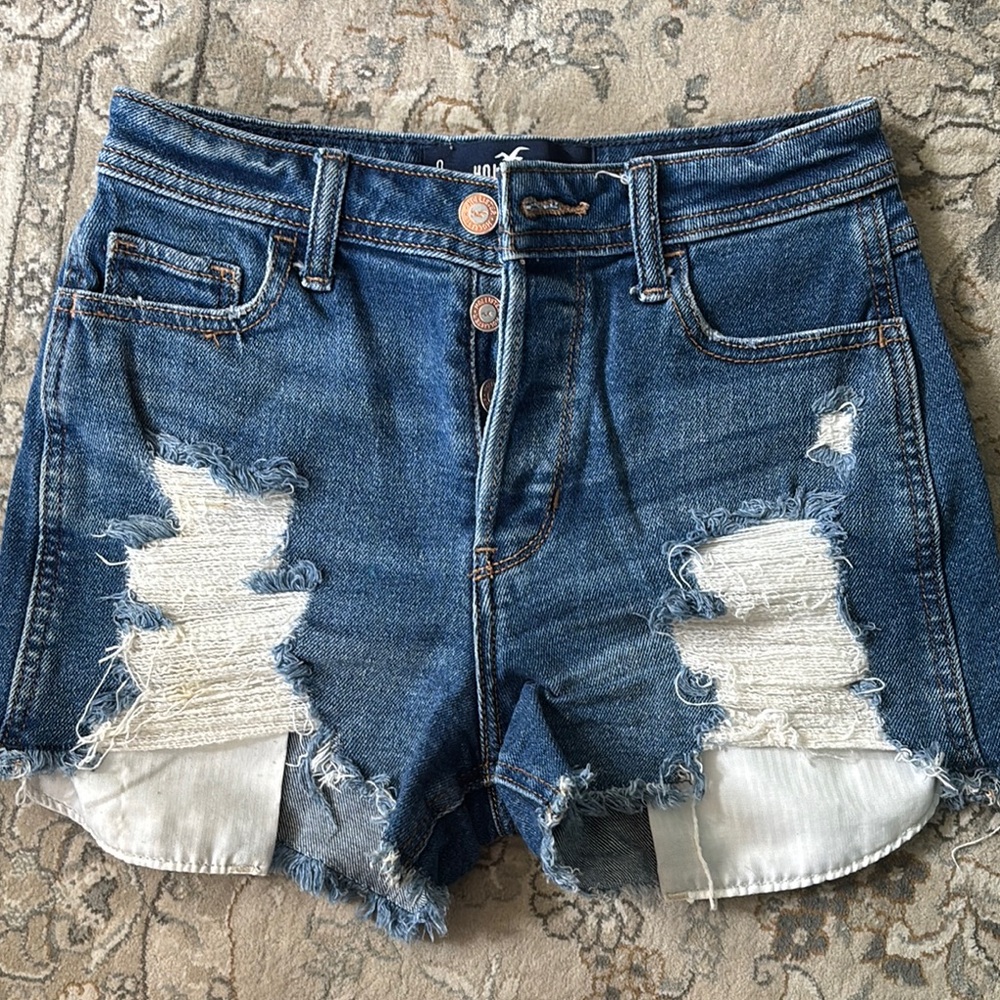 Hollister Blue Distressed Jean Shorts